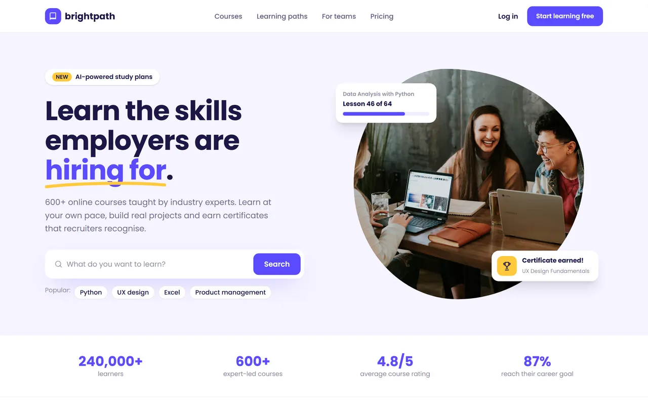Brightpath Academy template preview
