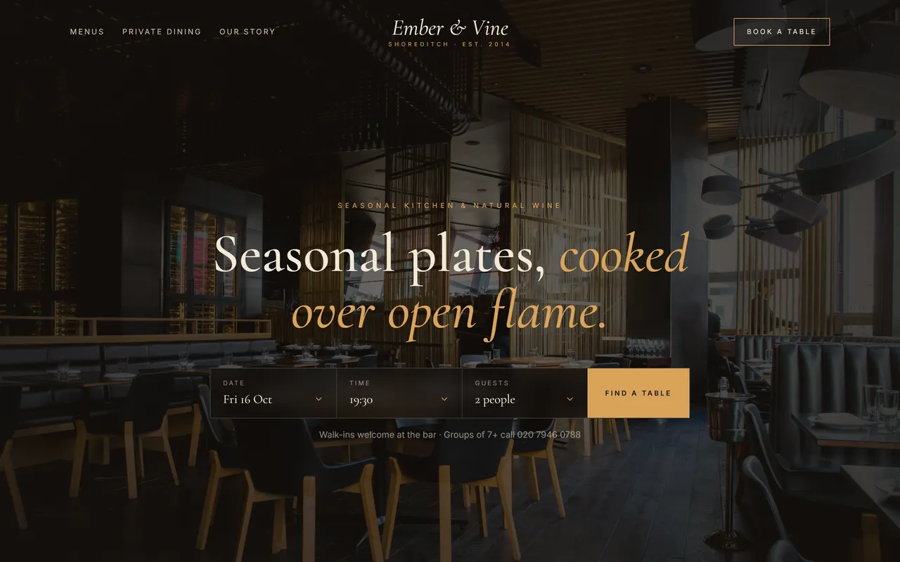 Ember & Vine template preview